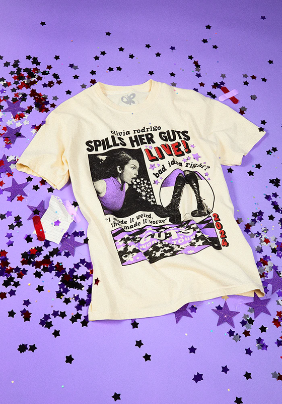 OR spills her GUTS live t-shirt in ivory by Olivia Rodrigo - T-Shirt - shop now at Digster store